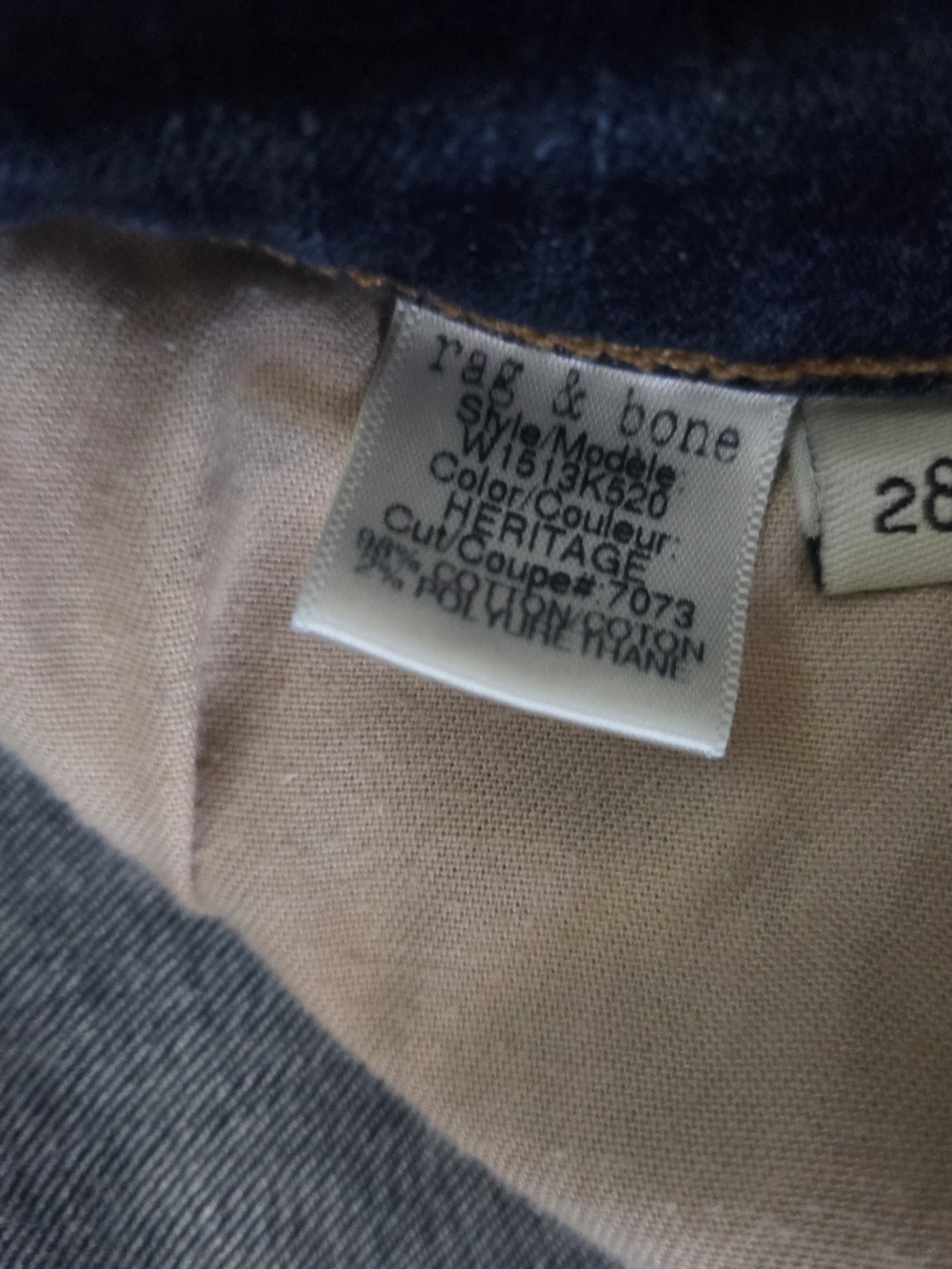 Rag & Bone High Rise Skinny Jeans Size 28 Heritage Dark Wash - Picture 7 of 9
